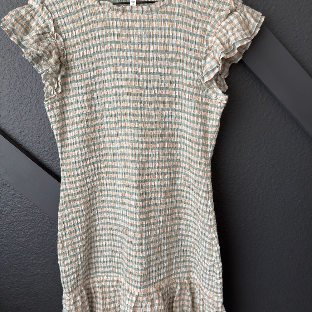 Veronica Beard Cream and Green Casual Dress